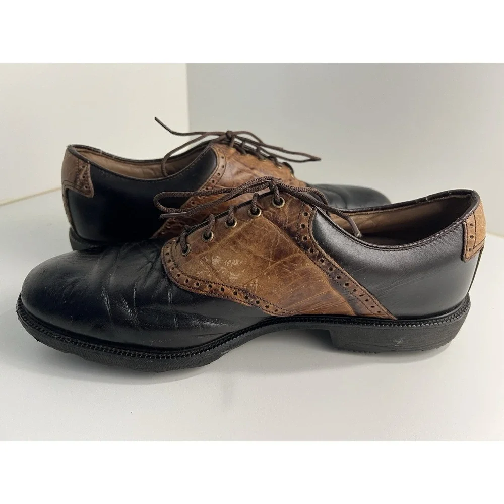VTG FootJoy Classic Mens 10 1/2 M Golf Shoes BLK/BRN Croc 52236